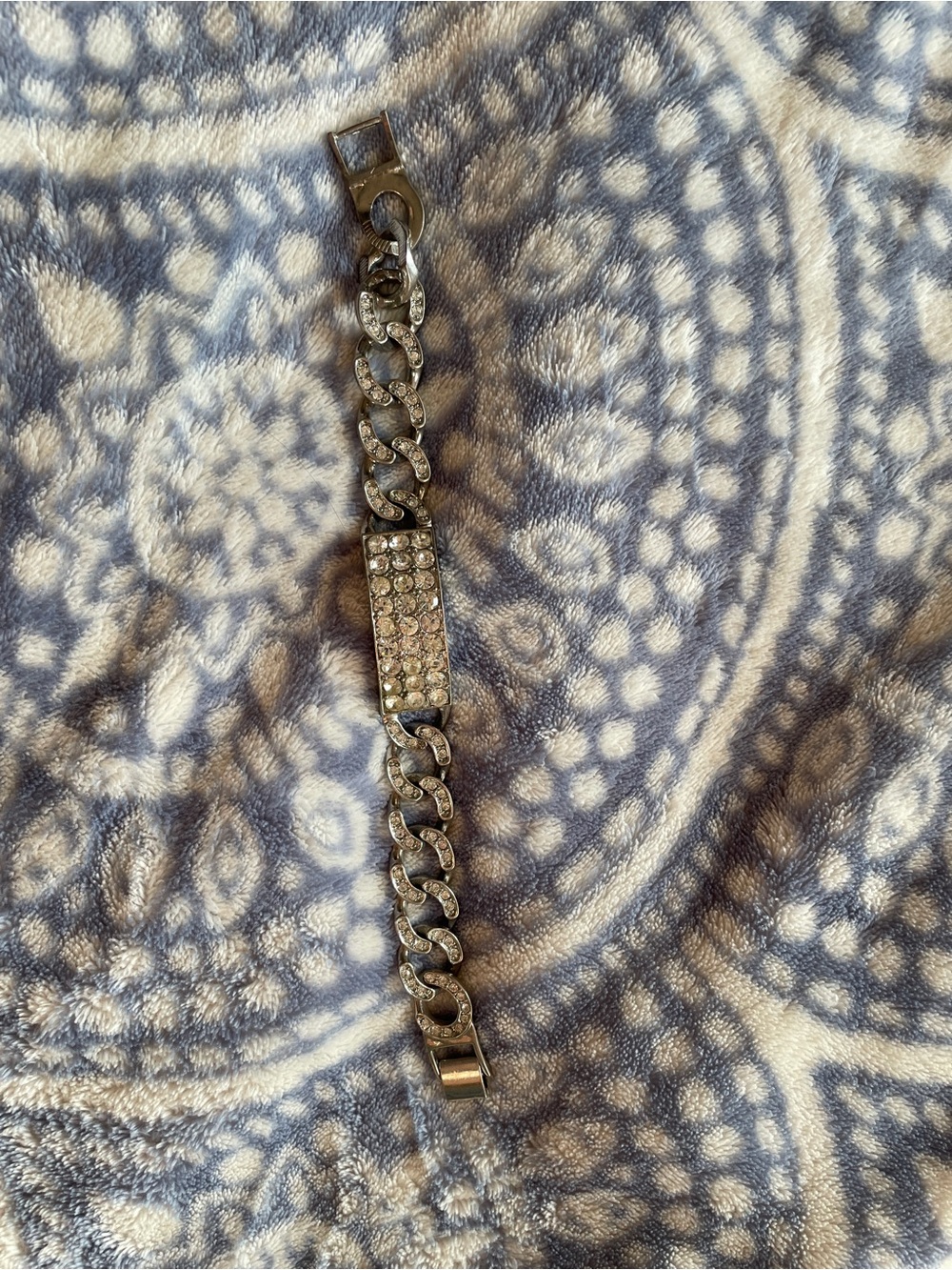 Men's Silver-Tone Cubic Zirconia Chain Bracelet